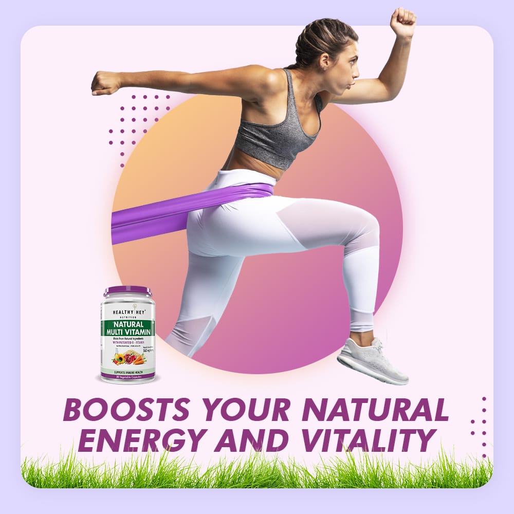 HealthyHey Nutrition Capsule Natural Multivitamin, Support Immune Health from Natural Ingredients & Patented Vitamin B - For Men & Women - 30 Veg. Capsules
