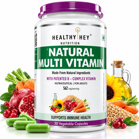 HealthyHey Nutrition Capsule Natural Multivitamin, Support Immune Health from Natural Ingredients & Patented Vitamin B - For Men & Women - 30 Veg. Capsules