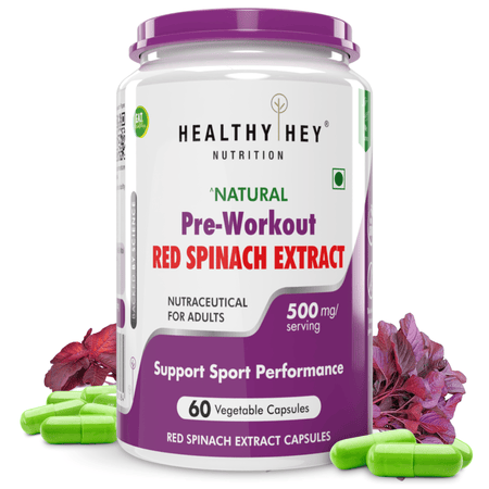 HealthyHey Nutrition Capsule Natural Pre-Workout Red Spinach Extract, Support Sport Performance - Oxystrom - High in nitrate 60 Veg capsules