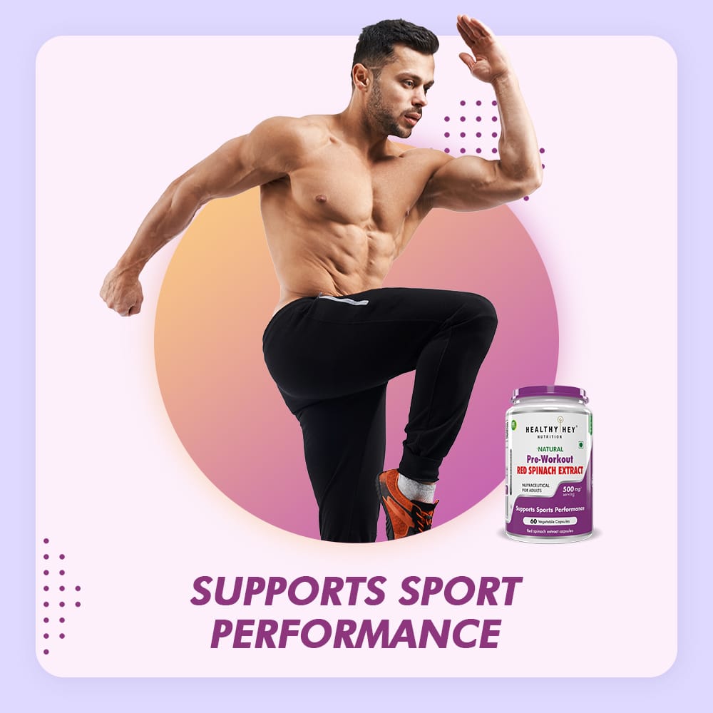 HealthyHey Nutrition Capsule Natural Pre-Workout Red Spinach Extract, Support Sport Performance - Oxystrom - High in nitrate 60 Veg capsules