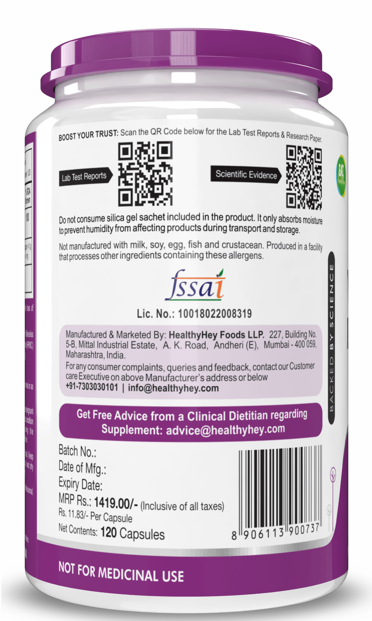 HealthyHey Nutrition Capsule Natural Vitamin A, Supports Eye Health from Beta Carotene | Non-Synthetic | Non-GMO | -120 Veg Capsules