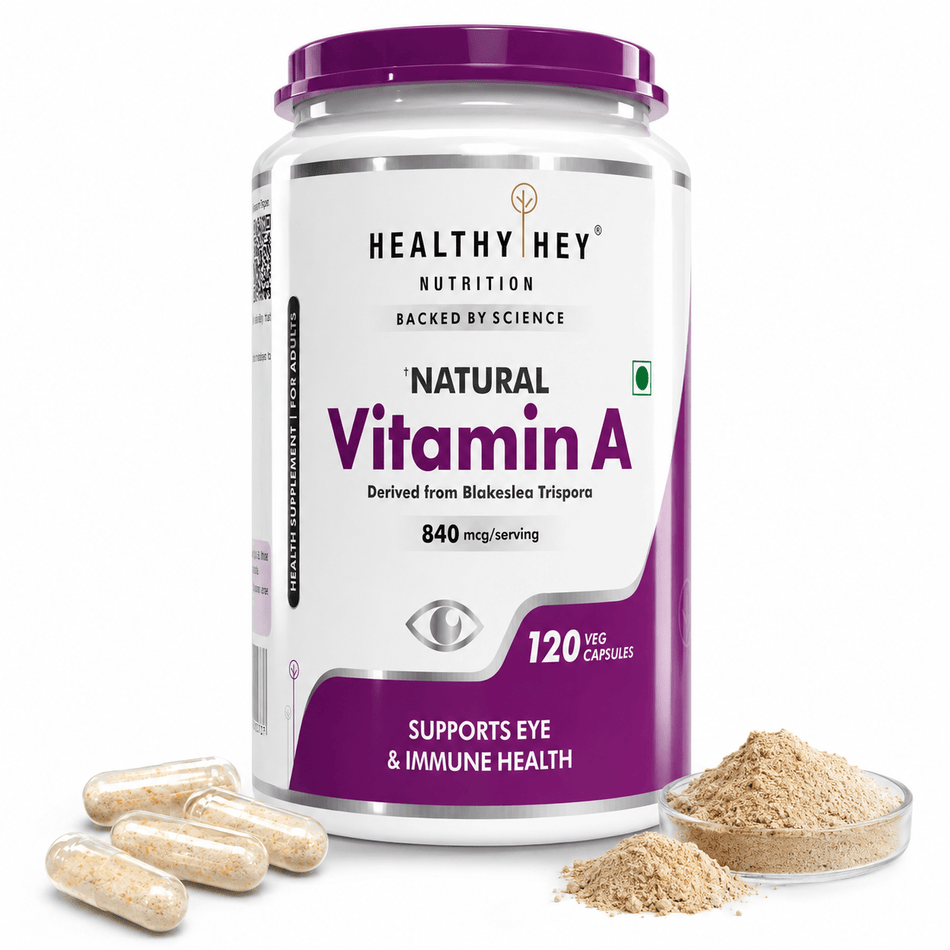 HealthyHey Nutrition Capsule Natural Vitamin A, Supports Eye Health from Beta Carotene | Non-Synthetic | Non-GMO | -120 Veg Capsules
