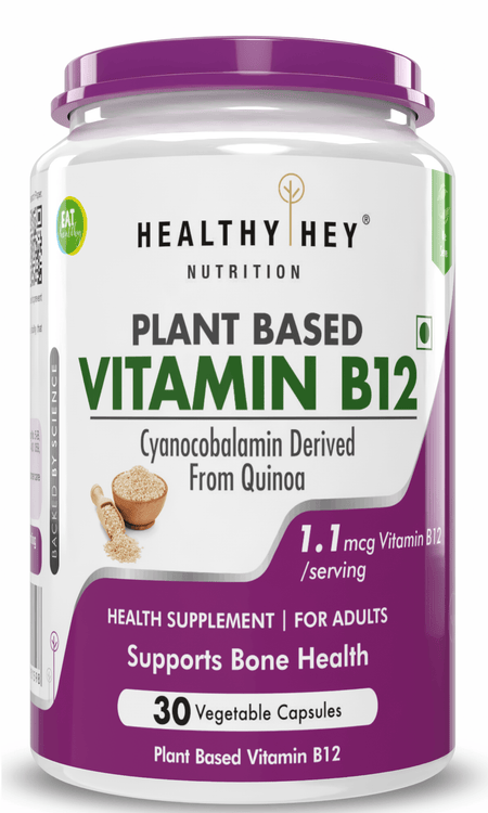 HealthyHey Nutrition Capsule Natural Vitamin B12, Supports bone Health | Non-Synthetic, No-Chemical | 30 Veg Capsules