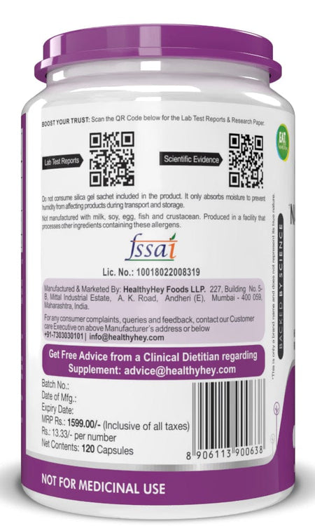 HealthyHey Nutrition Capsule Natural Vitamin K2 + Natural D3,Supports Bone Health - Non-GMO | Non-Synthetic 120 Veg. Capsules