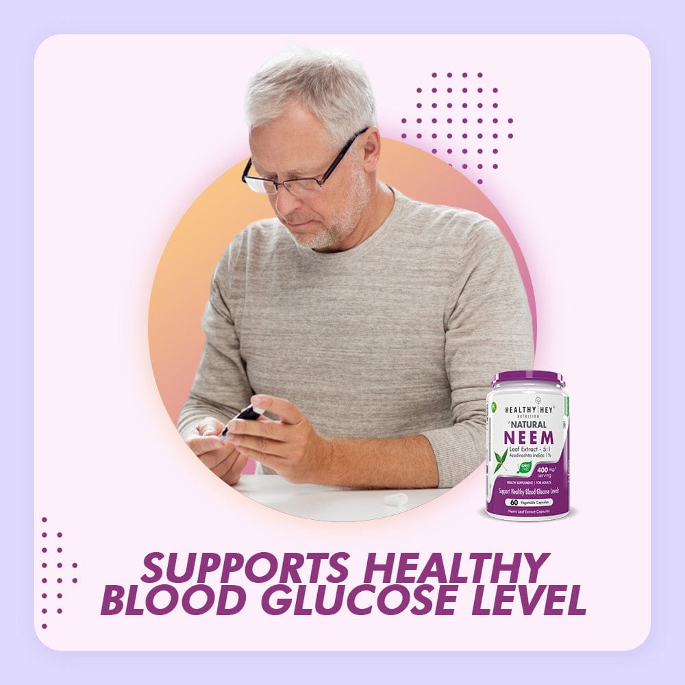 HealthyHey Nutrition Capsule Neem Leaf Extract - Supports Healthy Blood Glucose Levels - 60 Veg Capsules