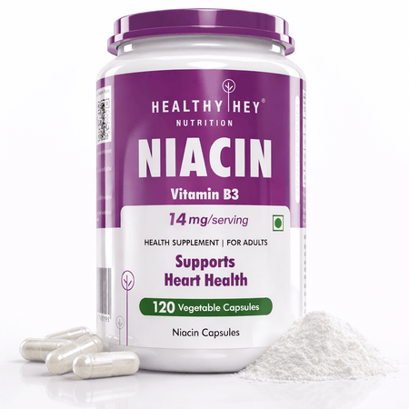 HealthyHey Nutrition Capsule Niacin Vitamin B3, Support Heart Health 120 Veg Capsules