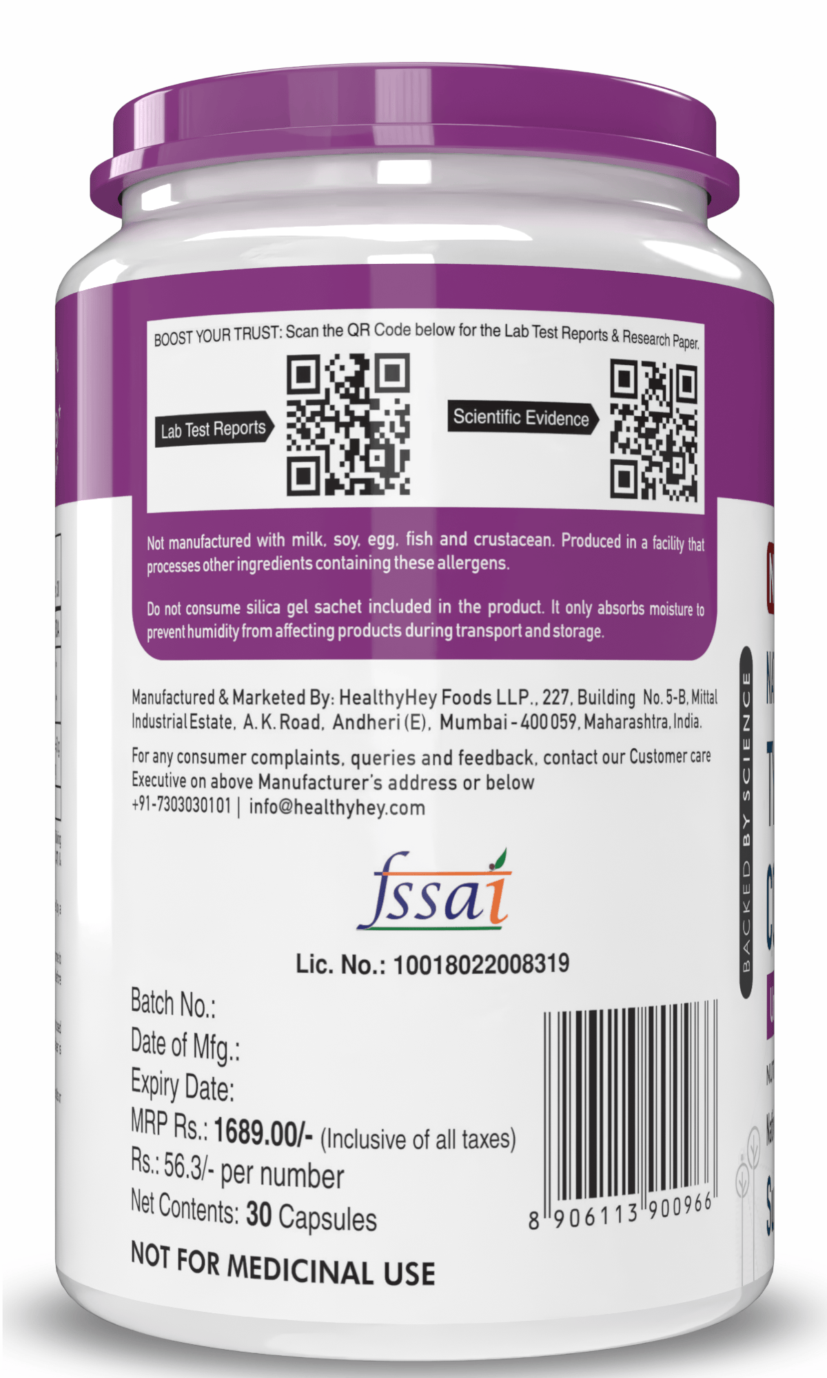 HealthyHey Nutrition Capsule NTC II Type 2 Collagen,Support joint function 30 Capsules