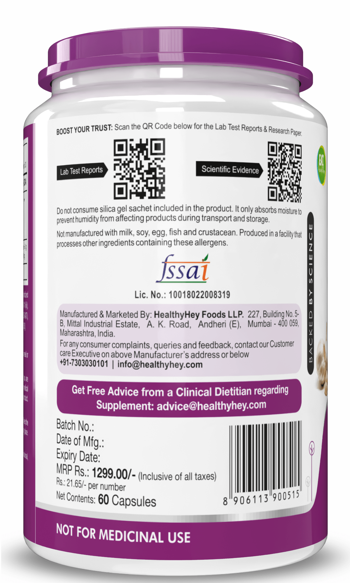 HealthyHey Nutrition Capsule Odorless Garlic Extract,Supports Heart Health (1:13) Allium Sativum - 2% Allicin -60 Veg Capsules