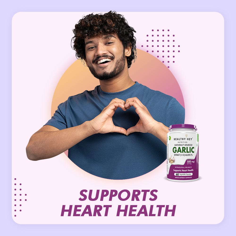 HealthyHey Nutrition Capsule Odorless Garlic Extract,Supports Heart Health (1:13) Allium Sativum - 2% Allicin -60 Veg Capsules