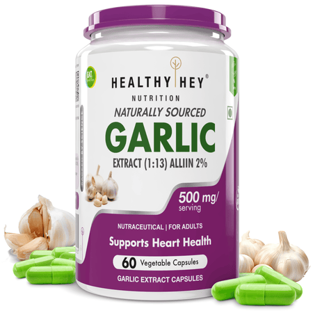 HealthyHey Nutrition Capsule Odorless Garlic Extract,Supports Heart Health (1:13) Allium Sativum - 2% Allicin -60 Veg Capsules