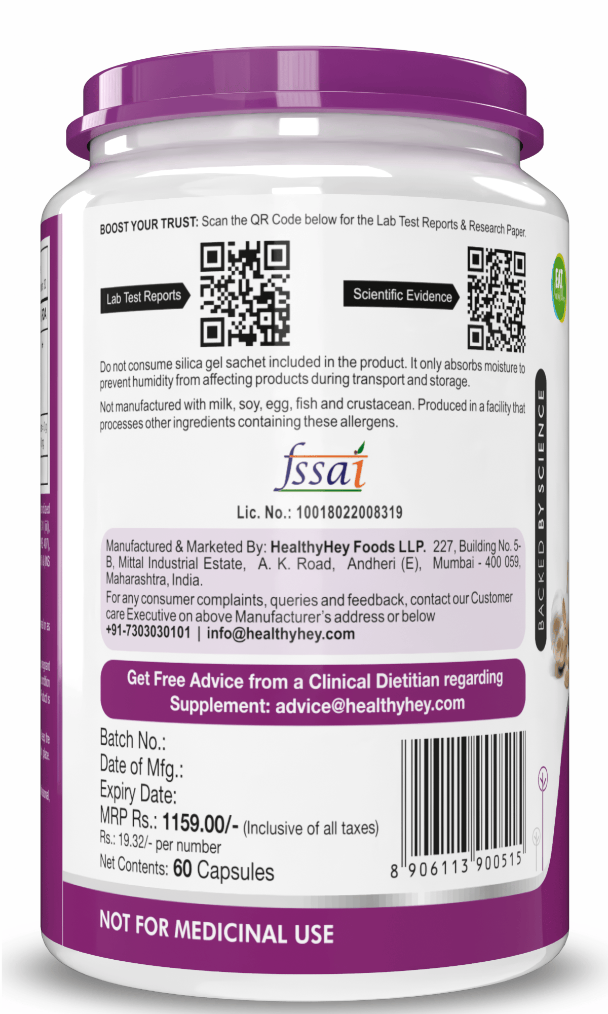 HealthyHey Nutrition Capsule Odorless Garlic Extract,Supports Heart Health (1:13) Allium Sativum - 2% Allicin -60 Veg Capsules