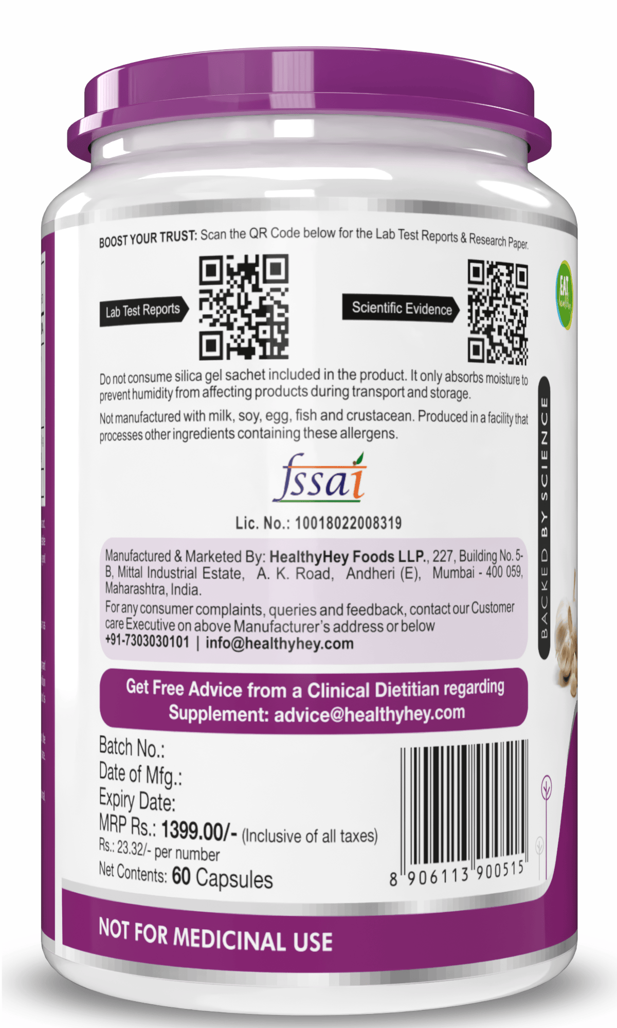 HealthyHey Nutrition Capsule Odorless Garlic Extract,Supports Heart Health (1:13) Allium Sativum - 2% Allicin -60 Veg Capsules