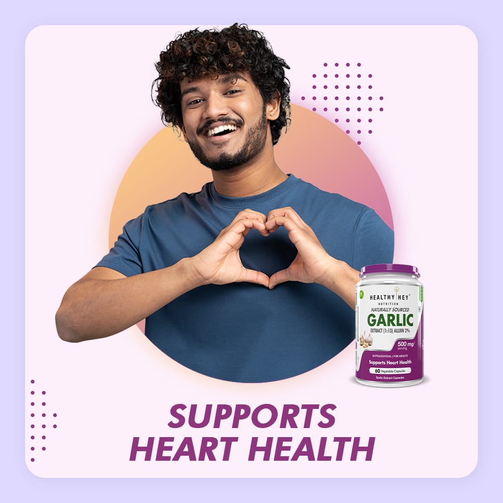 HealthyHey Nutrition Capsule Odorless Garlic Extract,Supports Heart Health (1:13) Allium Sativum - 2% Allicin -60 Veg Capsules