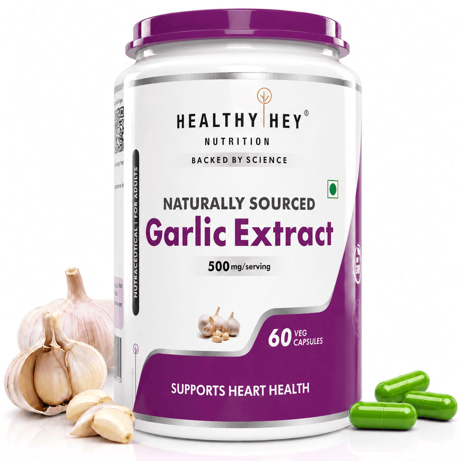 HealthyHey Nutrition Capsule Odorless Garlic Extract,Supports Heart Health (1:13) Allium Sativum - 2% Allicin -60 Veg Capsules