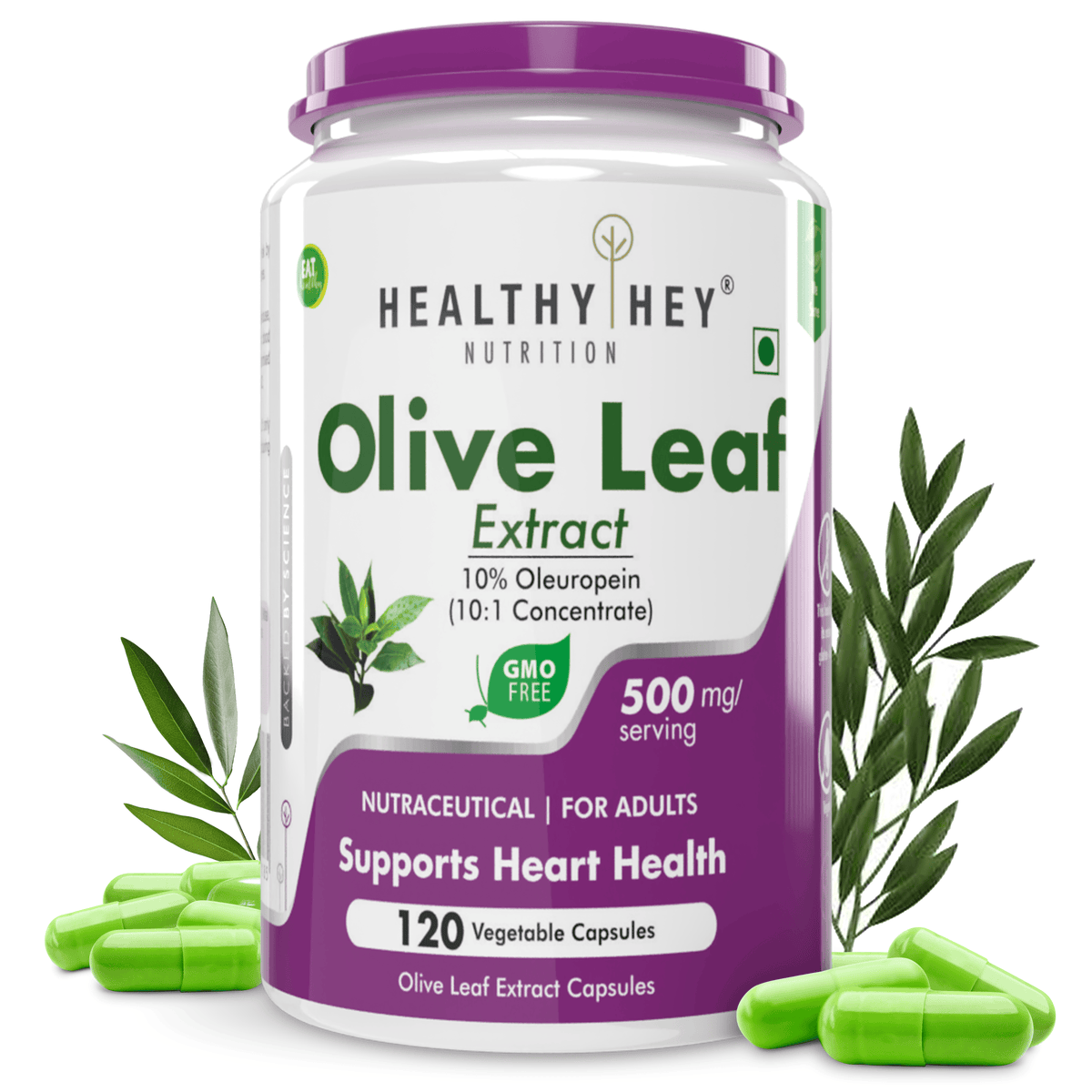 HealthyHey Nutrition Capsule Olive Leaf Extract, Support Heart Health Super Strength: 10% Oleuropein -120 Veg Capsules