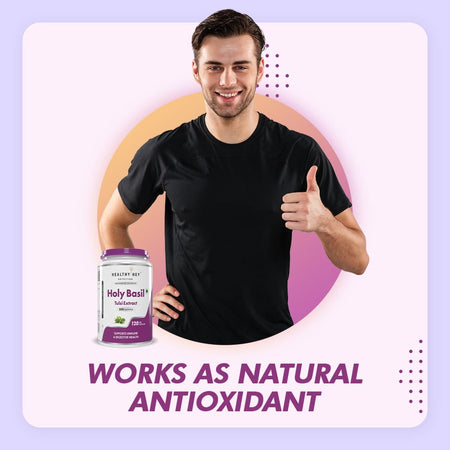 HealthyHey Nutrition Capsule Pack of 1 Tulsi Extract, Supports Immune & Digestive Health (Holy Basil Extract) - Supports Stress and Immune System - 120 Veg Capsules