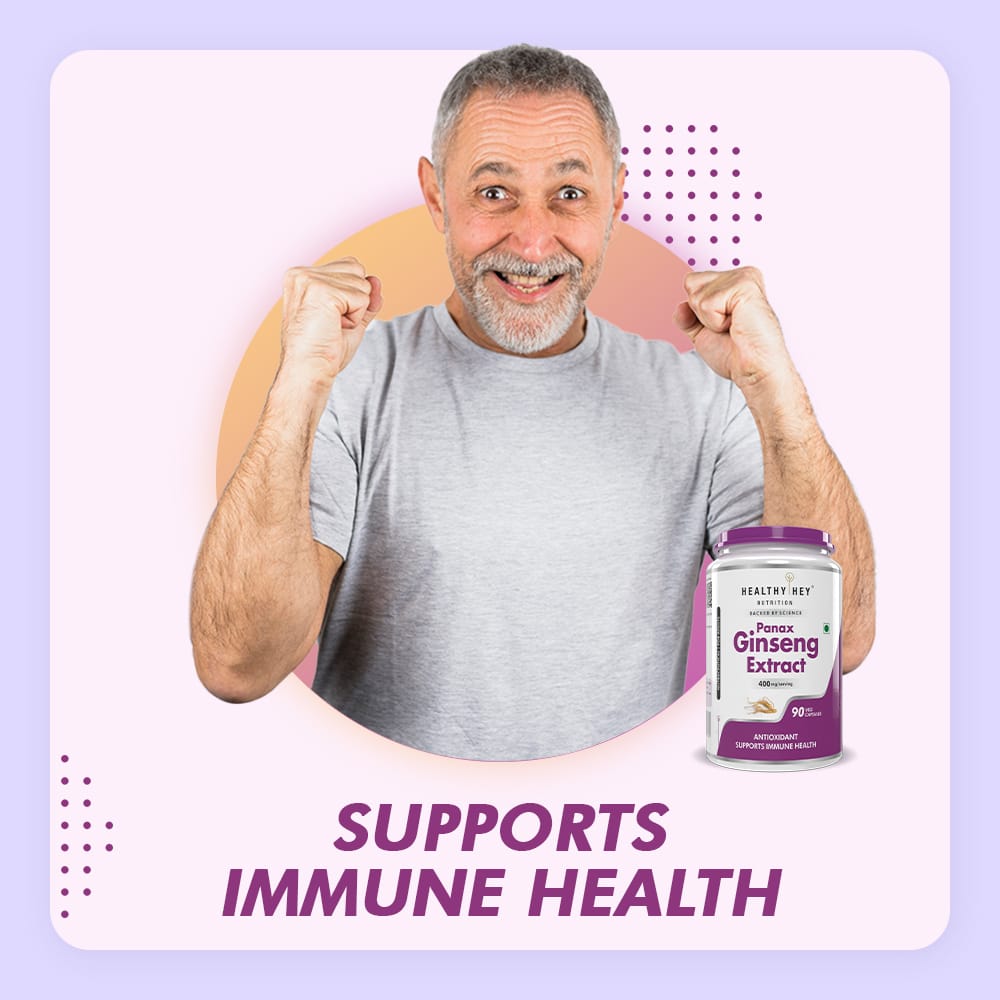 HealthyHey Nutrition Capsule Panax Ginseng, Antioxidant & support Immune Health - 90 Veg Capsules