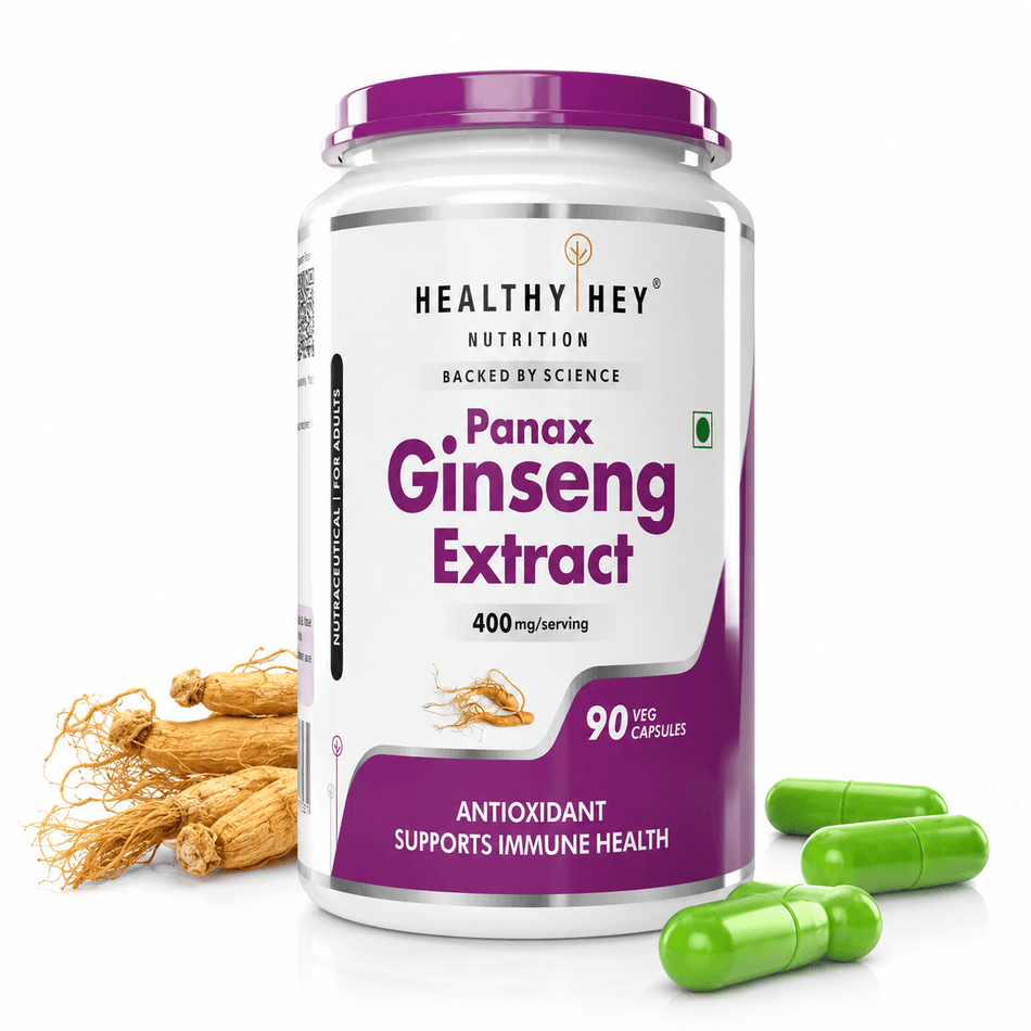 HealthyHey Nutrition Capsule Panax Ginseng, Antioxidant & support Immune Health - 90 Veg Capsules