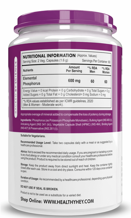 HealthyHey Nutrition Capsule Phosphorus, Support Bone Health - 120 Veg. Capsules