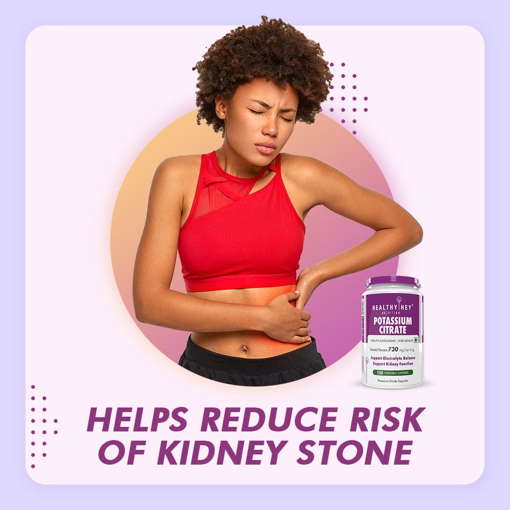 HealthyHey Nutrition Capsule Potassium Citrate, Support Electrolyte balance Kidney function -120 Veg Capsules