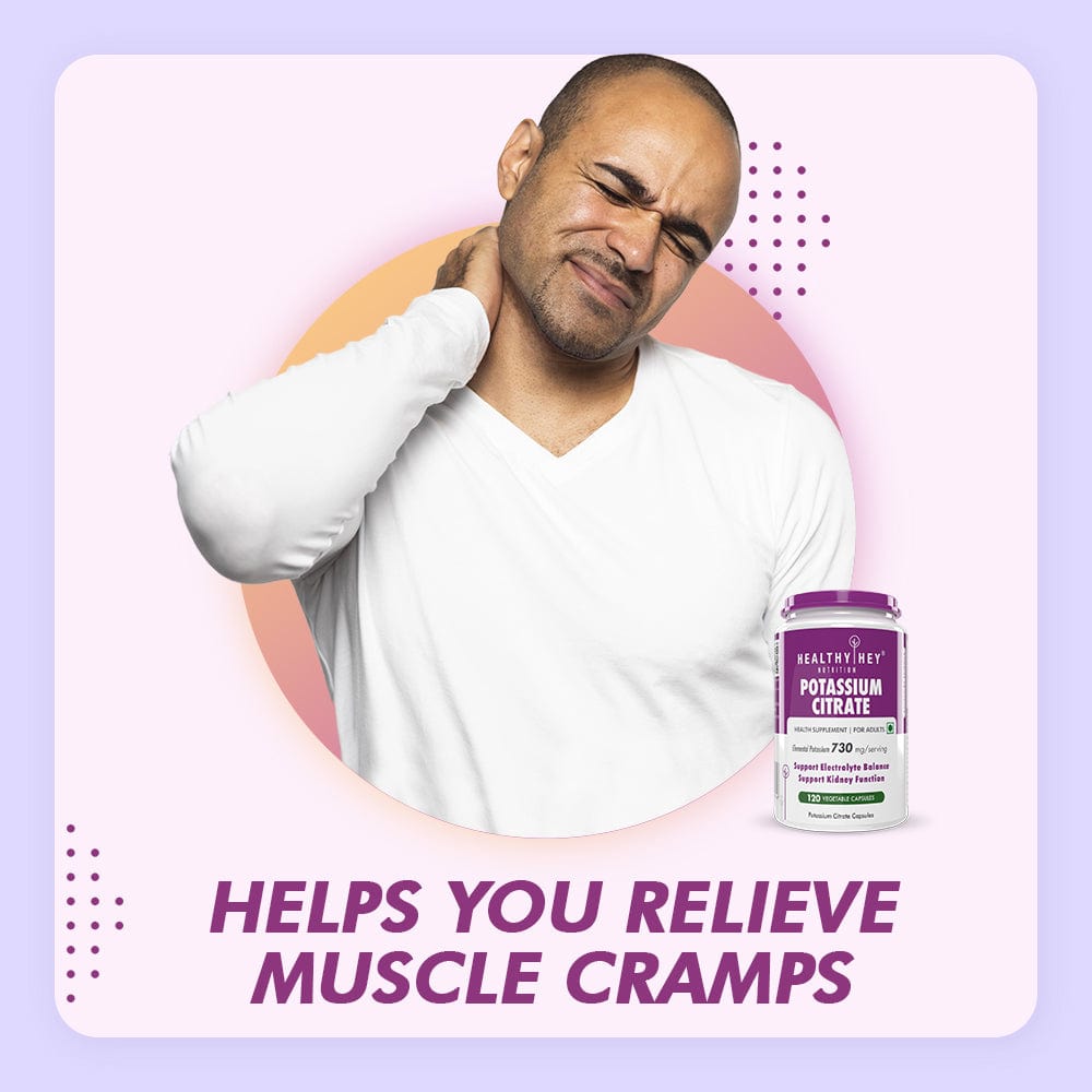 HealthyHey Nutrition Capsule Potassium Citrate, Support Electrolyte balance Kidney function -120 Veg Capsules