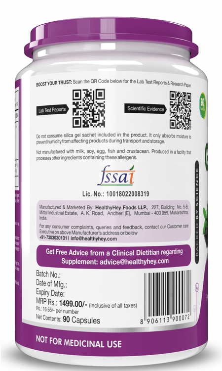 HealthyHey Nutrition Capsule Premium Green Tea Extract Supplement,Support weight management - 90 Veg Capsules