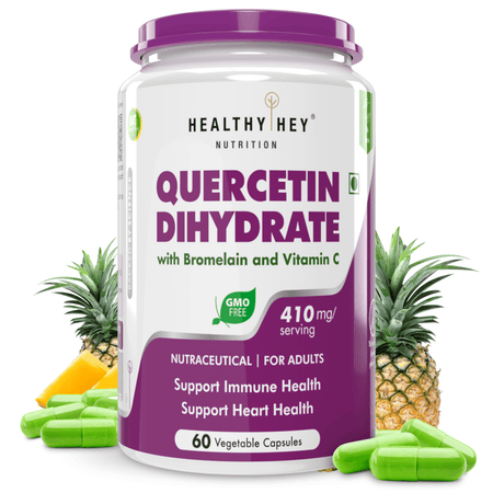 HealthyHey Nutrition Capsule Quercetin Dihydrate with Bromelain and Vitamin C, Support Immune & Support Heart Health -60 Veg Capsules