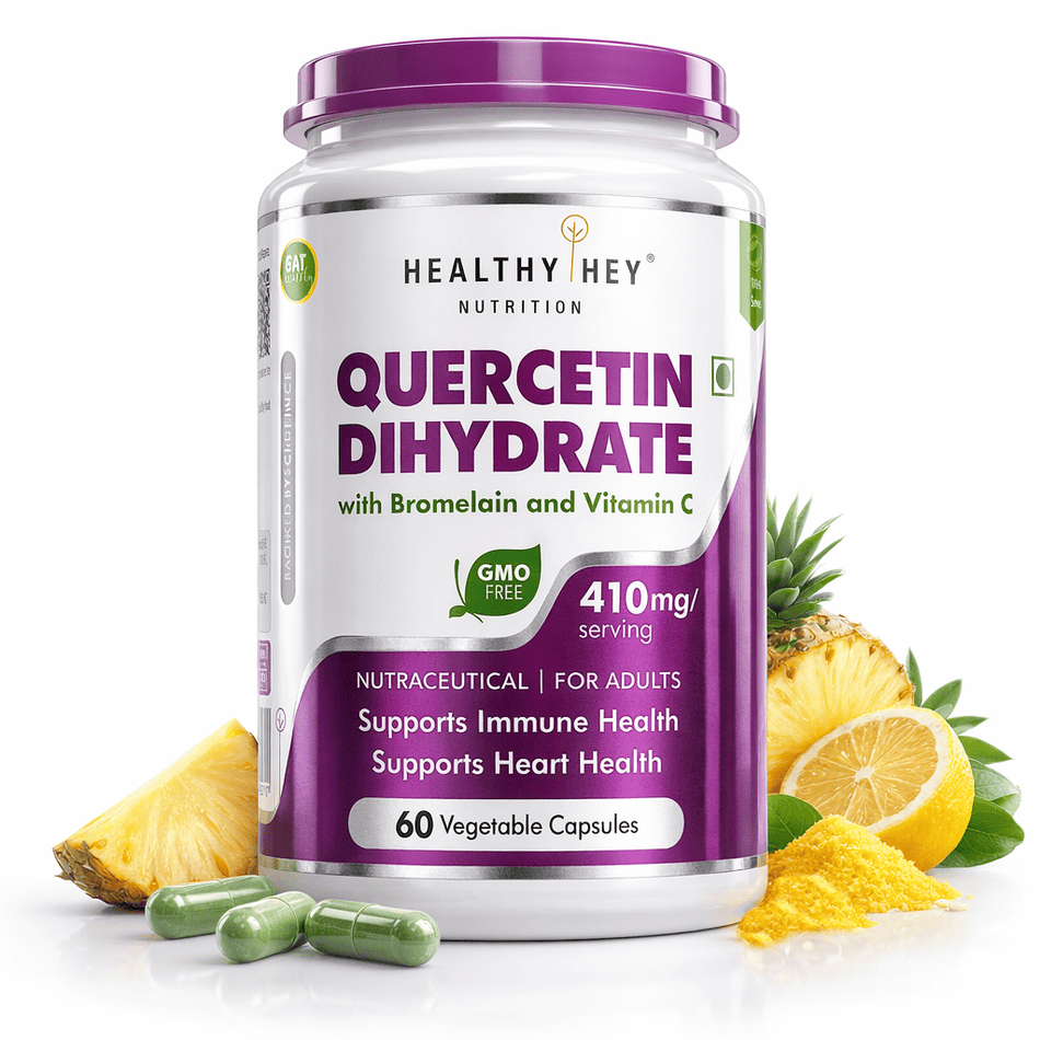 HealthyHey Nutrition Capsule Quercetin Dihydrate with Bromelain and Vitamin C, Support Immune & Support Heart Health -60 Veg Capsules