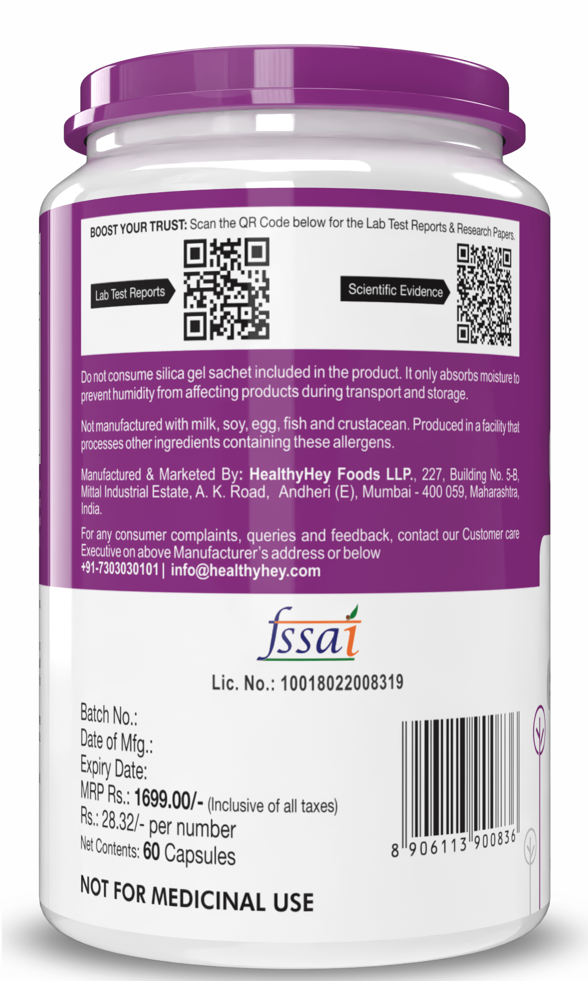 HealthyHey Nutrition Capsule Reduced Glutathione with Milk Thistle, Support Skin Lightening & Liver Health - Produced in Japan - 60 Veg Capsules