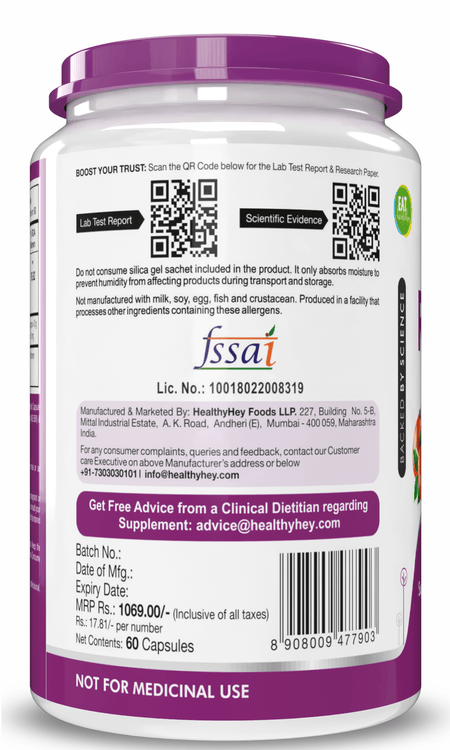 HealthyHey Nutrition Capsule Rosehip Extract,support Healthy skin & joint Health 60 Veg Capsules