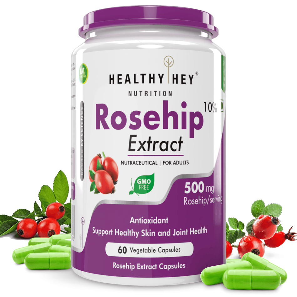HealthyHey Nutrition Capsule Rosehip Extract,support Healthy skin & joint Health 60 Veg Capsules