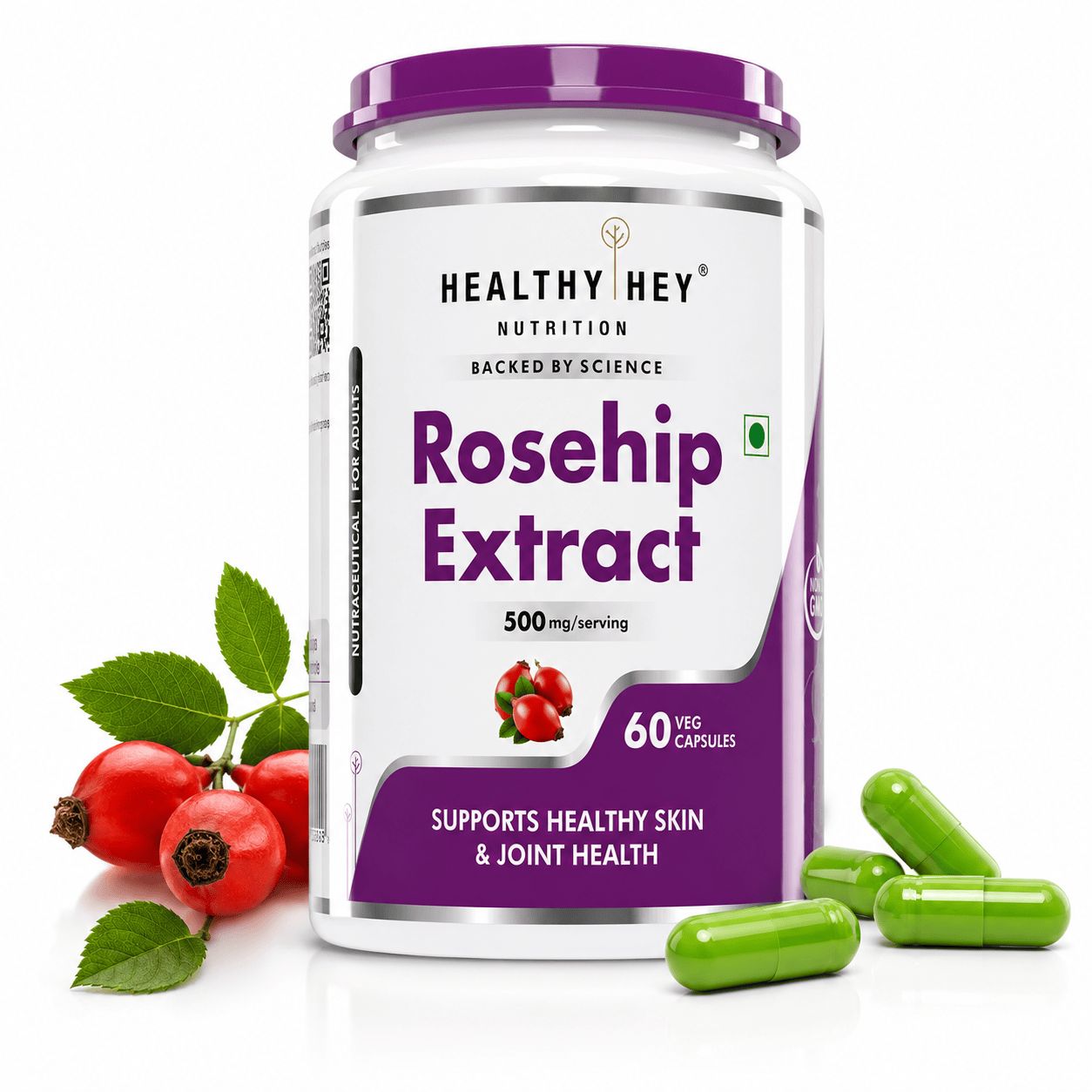 HealthyHey Nutrition Capsule Rosehip Extract,support Healthy skin & joint Health 60 Veg Capsules
