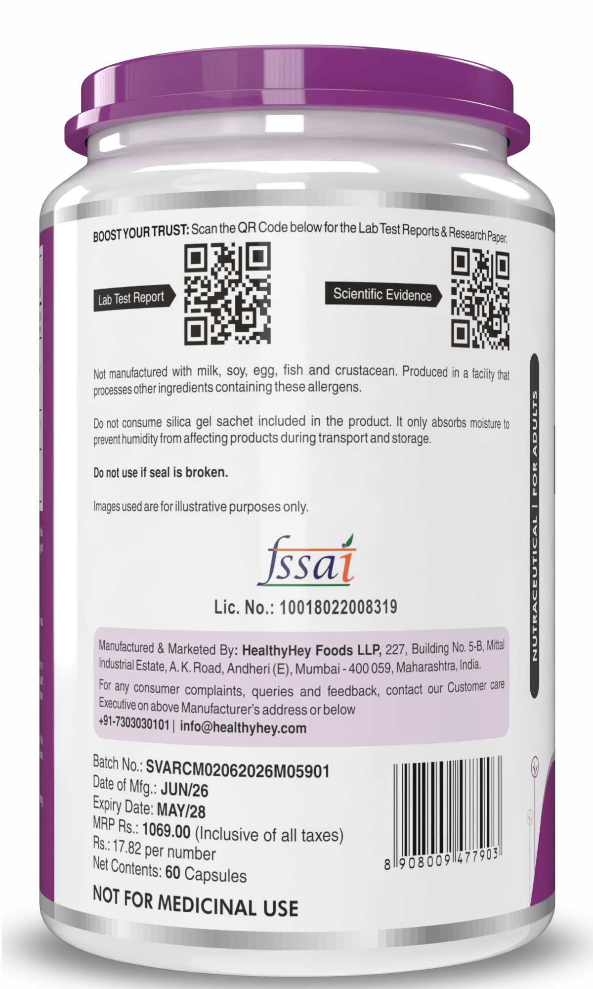 HealthyHey Nutrition Capsule Rosehip Extract,support Healthy skin & joint Health 60 Veg Capsules