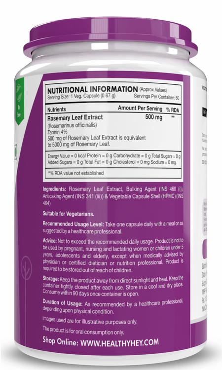 HealthyHey Nutrition Capsule Rosemary Leaf Extract,Support Sleep & Cognitive Health 60 veg Capsules