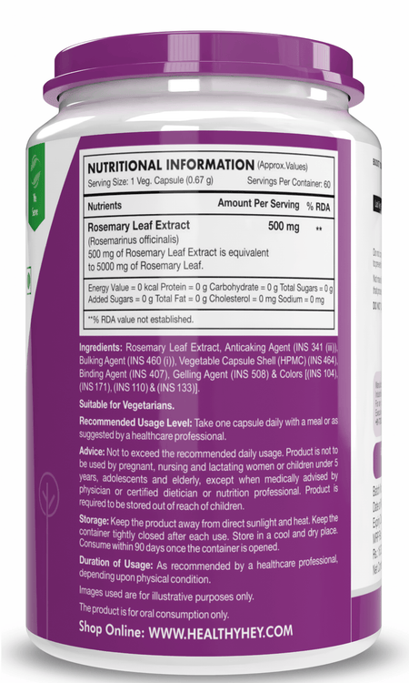 HealthyHey Nutrition Capsule Rosemary Leaf Extract,Support Sleep & Cognitive Health 60 veg Capsules