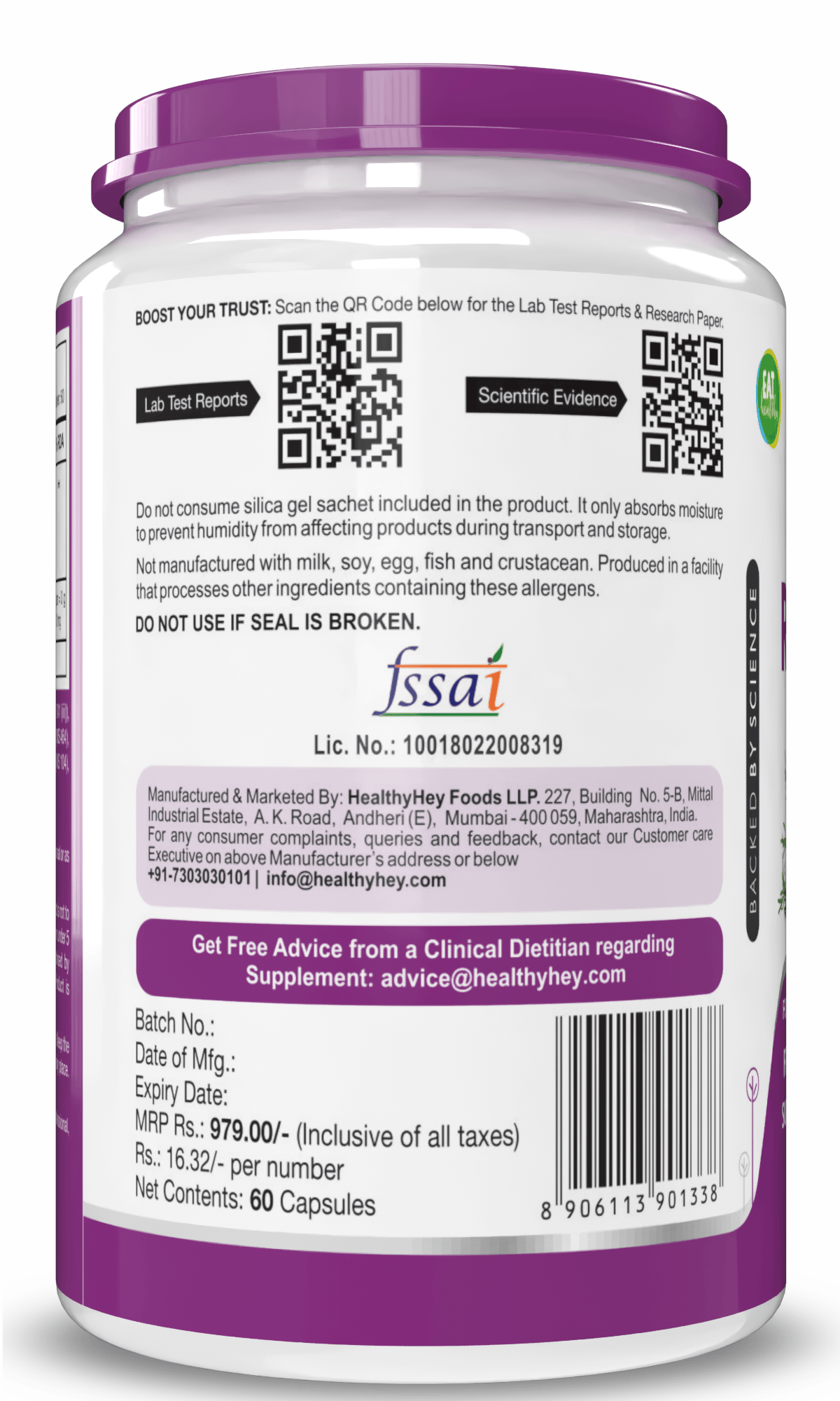 HealthyHey Nutrition Capsule Rosemary Leaf Extract,Support Sleep & Cognitive Health 60 veg Capsules