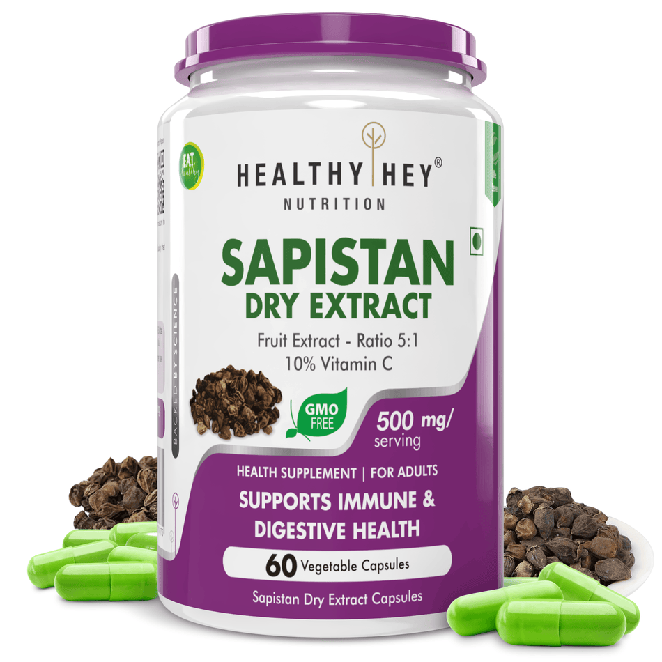 HealthyHey Nutrition Capsule Sapistan Dry Extract,support immune & digestive Health  5:1,60 Veg capsules