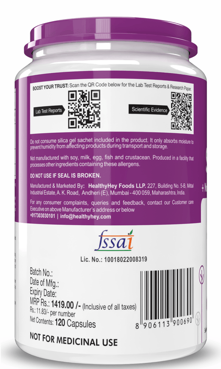 HealthyHey Nutrition Capsule Selenium & Natural Vitamin E + Green Tea, Supports Immune Health - 120 Veg Capsules