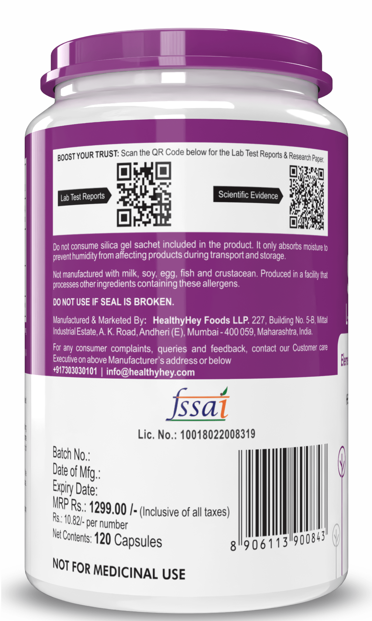 HealthyHey Nutrition Capsule Selenium, Support Immune Health 40mcg, Non-GMO & Superior Absorption