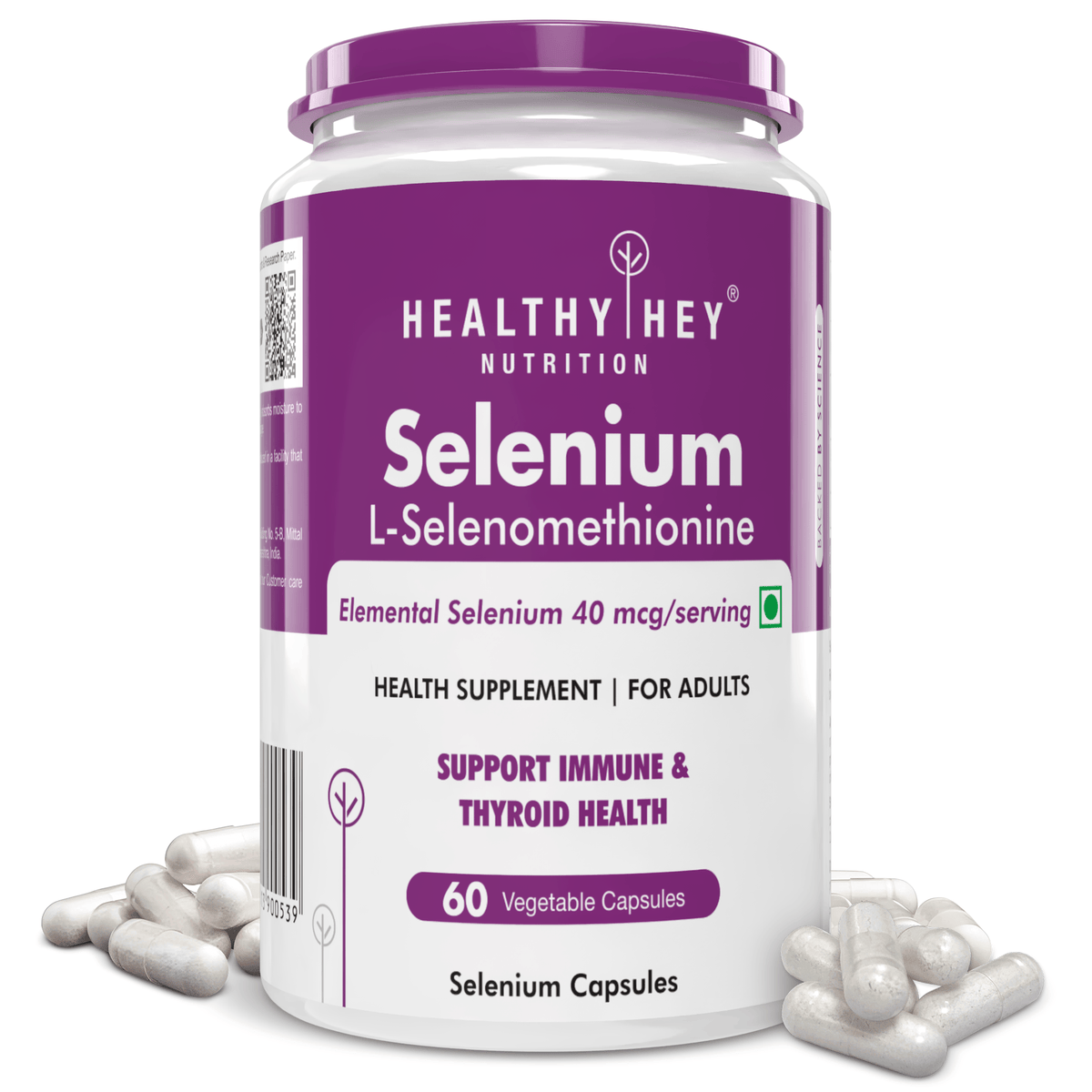 HealthyHey Nutrition Capsule Selenium, Support Immune Health 40mcg, Non-GMO & Superior Absorption