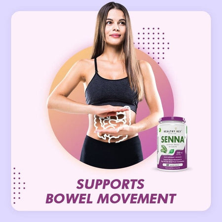 HealthyHey Nutrition Capsule Senna Leaf Extract -Natural Laxative & Helps Bowel Movement - Ratio 6:1 - 60 Veg Capsules