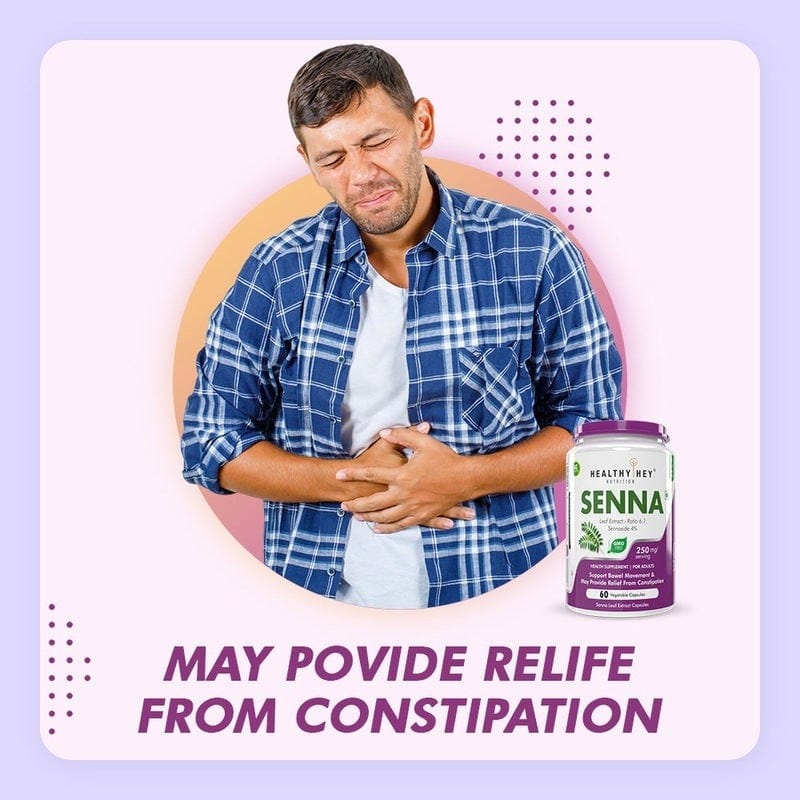 HealthyHey Nutrition Capsule Senna Leaf Extract -Natural Laxative & Helps Bowel Movement - Ratio 6:1 - 60 Veg Capsules