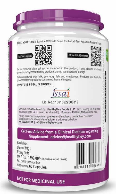 HealthyHey Nutrition Capsule Skin Hydroboost, Supports Skin Hydration with Hyaluronic Acid - Supplement to Support Skin Hydration, 60 Veg capsules