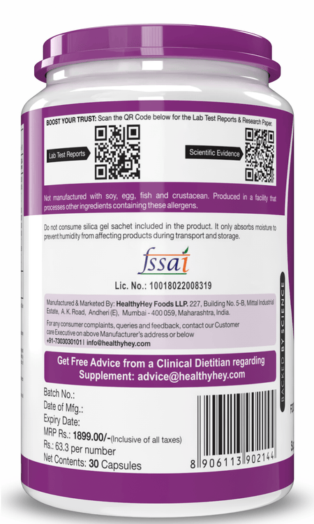 HealthyHey Nutrition Capsule StressEnd - Stress & Anxiety Relief Supplement - Scientifically Proven Lactium Peptide - Non-GMO, Gluten-Free-30 Vege capsules