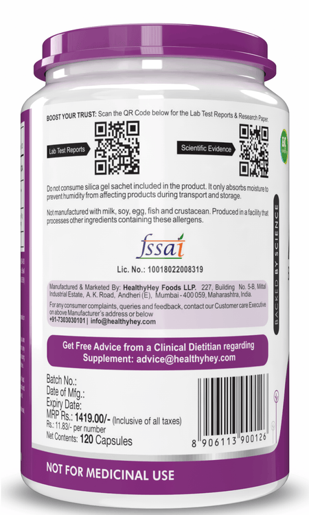 HealthyHey Nutrition Capsule Terminalia Arjuna Bark Extract, Support Heart Health -Tannin 120 Veg Capsules