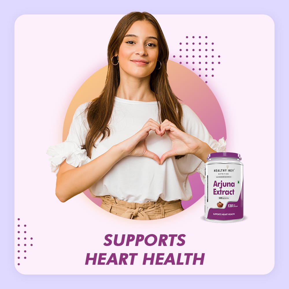 HealthyHey Nutrition Capsule Terminalia Arjuna Bark Extract, Support Heart Health -Tannin 120 Veg Capsules