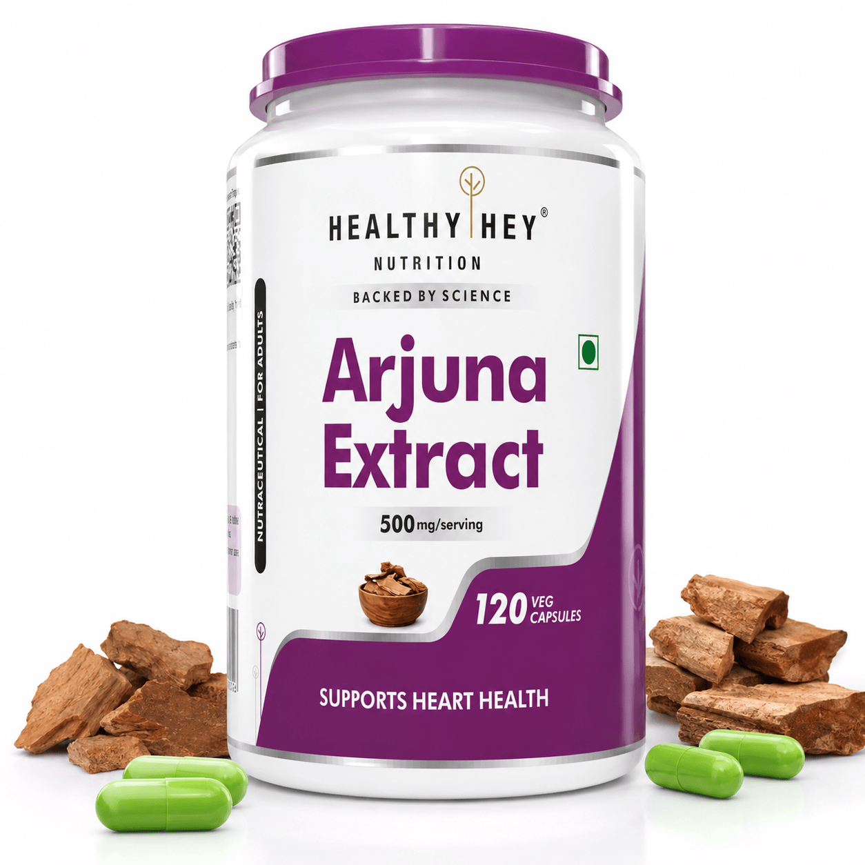 Terminalia Arjuna Bark Extract, Support Heart Health -Tannin 120 Veg Capsules