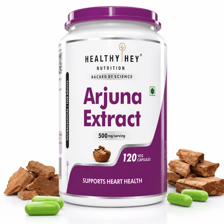 HealthyHey Nutrition Capsule Terminalia Arjuna Bark Extract, Support Heart Health -Tannin 120 Veg Capsules