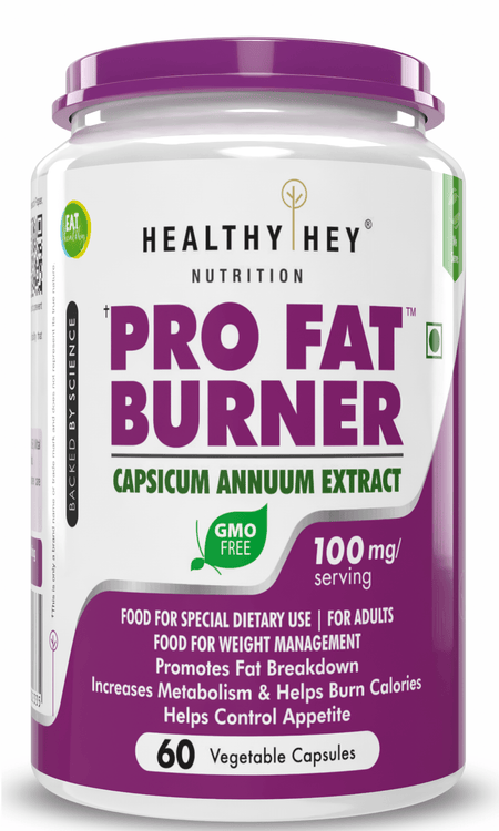 HealthyHey Nutrition Capsule Thermogenic Fat Burner - Premium Weight Loss Supplement with Capsicum Extract - 60 Natural Veggie Diet Pills