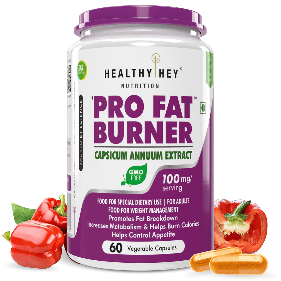 HealthyHey Nutrition Capsule Thermogenic Fat Burner - Premium Weight Loss Supplement with Capsicum Extract - 60 Natural Veggie Diet Pills